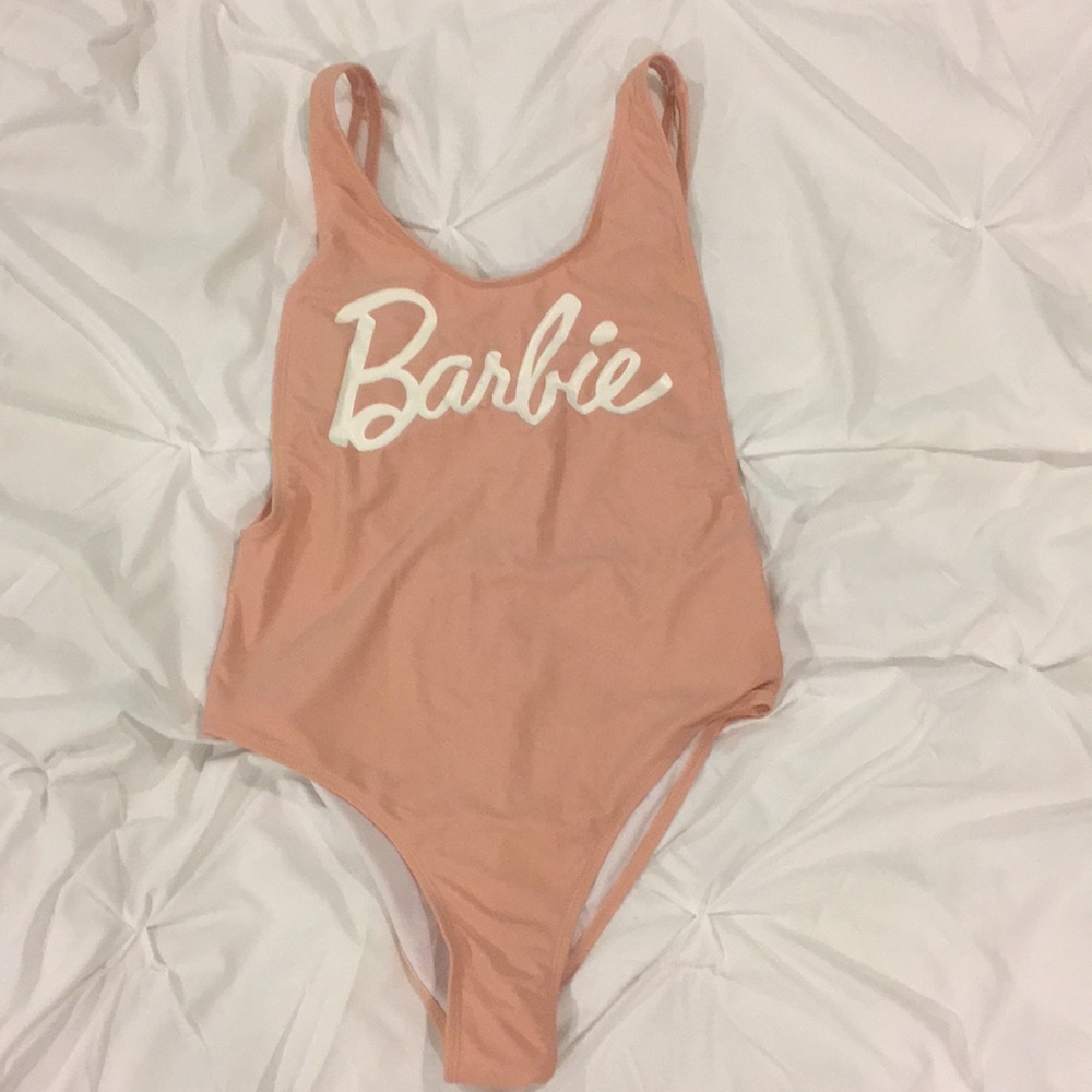 Missguided Barbie Logo One-Piece Swimsuit
